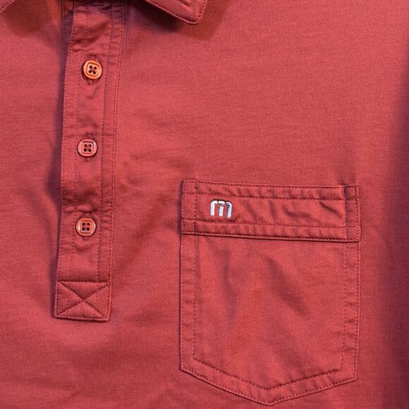 Travis Mathew Shirt Mens Large Red Short Sleeve Polo Golf Casual Tennis Preppy - Picture 2 of 8